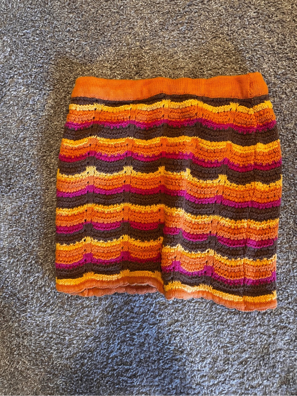 Cotton On Striped Knit Midi Skirt in Orange, Pink, Brown